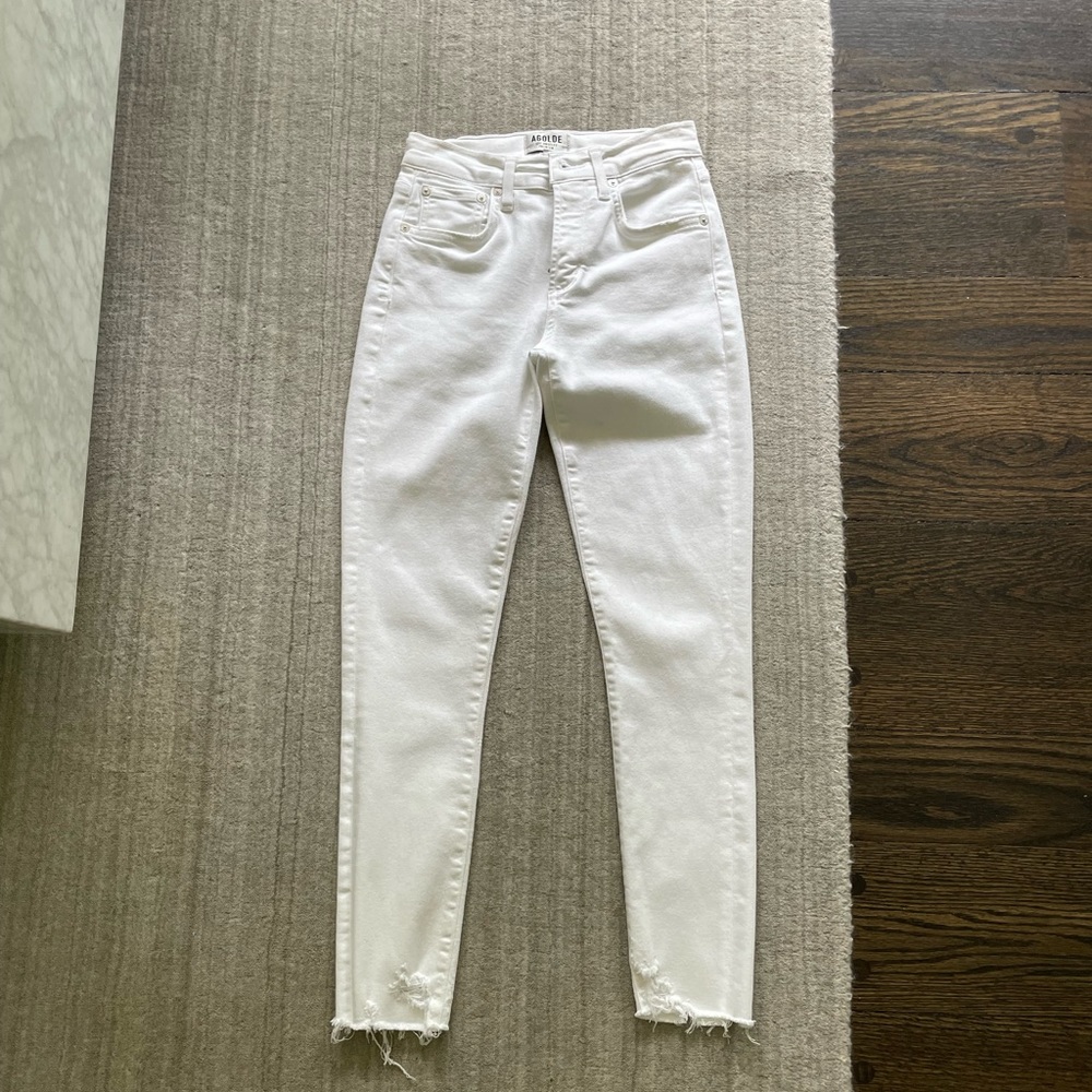 Agolde white skinny jeans